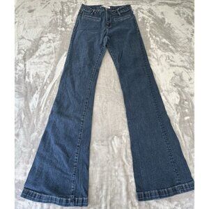 2.1 Denim Womens Jeans Blue Sz 28‎ Darkwash Mid Rise Flare Stretch Pockets EUC